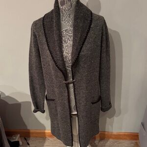 Adrienne Vittadini Charcoal Knit Long Cardigan